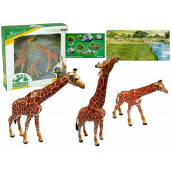 Żyrafy Figurki Edukacyjne Rodzina 3 sztuki + Tło Afryka