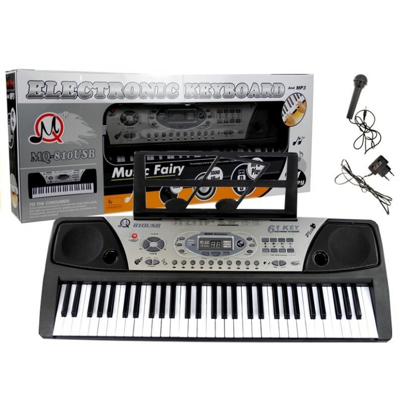 Organy Keyboard + Mikrofon Zasilacz MQ-810 MP3