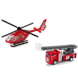 Zestaw Autek Straż Pożarna Drabina Naciąg Helikopter