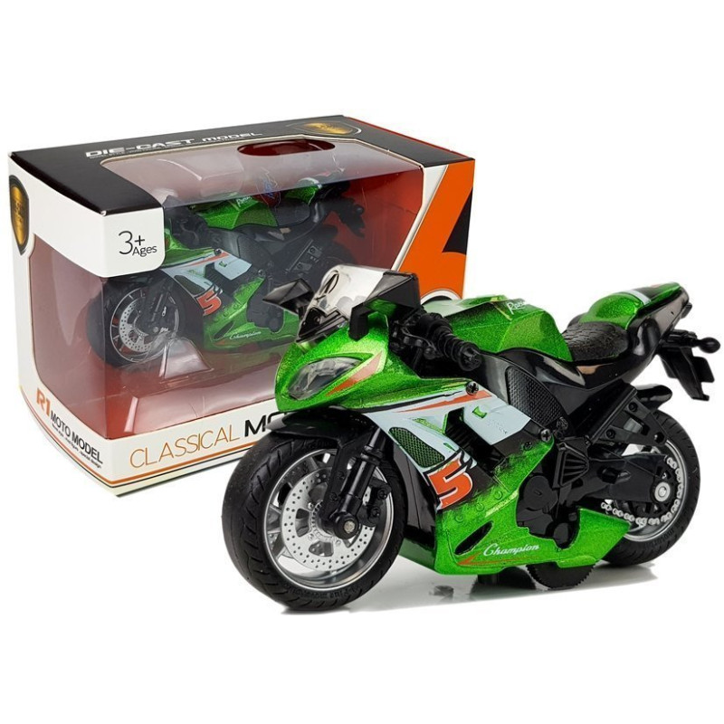 Motocykl z Napędem Frykcyjnym Dźwięki Motor 1:14 Zielony