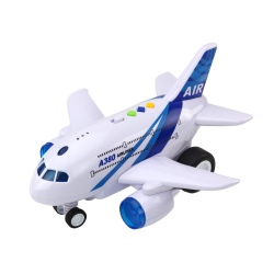 Samolot Pasażerski Jeżdżący Światła Dźwięki Biało-Niebieski